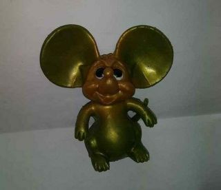 Vintage 1968 Russ Berrie Oily Rubber Jiggler Mouse Yellow / Green