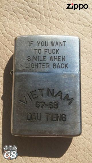 Vintage Zippo Petrol Lighter Vietnam War DAU TIEGN 67 - 68 2