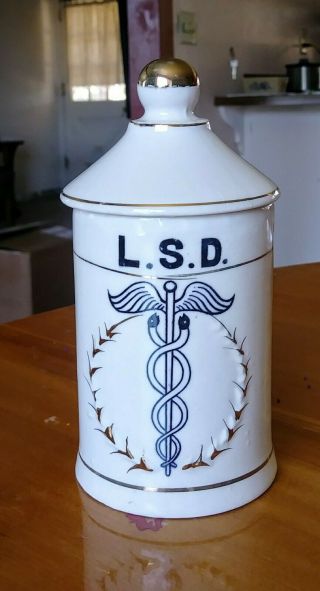 Antique Porcelain Or Ceramic L.  S.  D.  Apothecary Jar