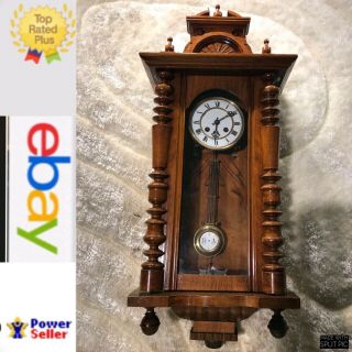 Rare Vintage Antique Deutsches Reichs Germaney Striking Wall Clock W Pendulum