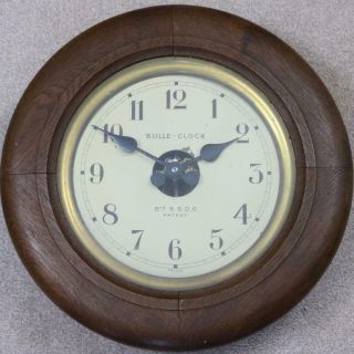 Rare Antique Bulle Dial Wall Clock Electromechanical Mechanism Oak Case