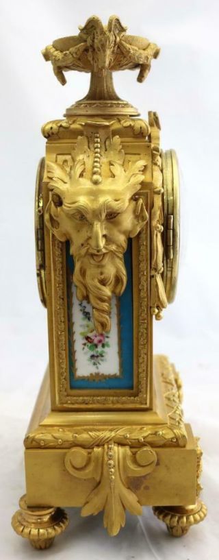 Antique Mantle Clock French Solid Bronze & Sevres Bell Striking C1880 10