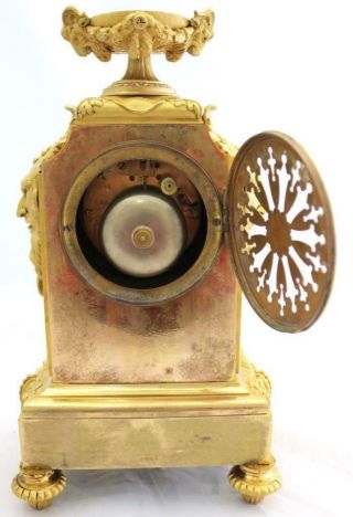 Antique Mantle Clock French Solid Bronze & Sevres Bell Striking C1880 11