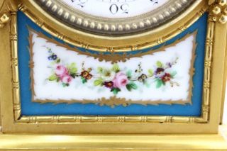Antique Mantle Clock French Solid Bronze & Sevres Bell Striking C1880 8