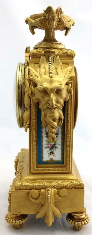 Antique Mantle Clock French Solid Bronze & Sevres Bell Striking C1880 9