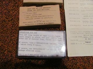 Vietnam US Army camouflage aviator first aid kit w/ box & list dated 1967 6
