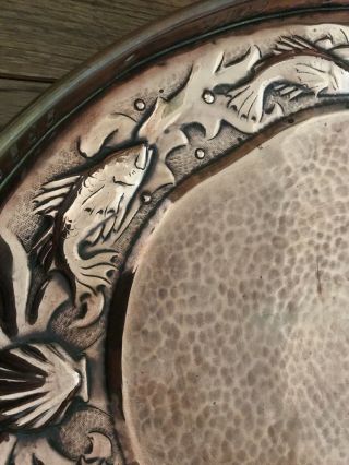 Large (58cm) Fine Arts & Crafts Newlyn School Copper Tray - Impressed “Newlyn” 7