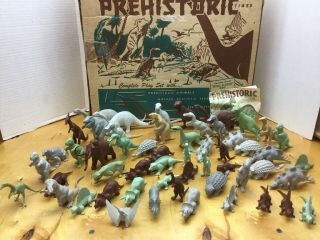 Vintage 1950s Marx Playset Prehistoric Times Dinosaurs Toy Play Set Very Cool