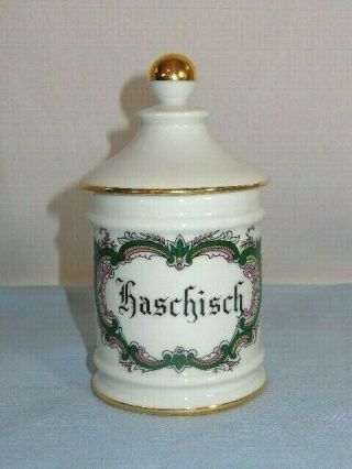 Antique Limoges Of France Porcelain Apothecary Jar Haschisch