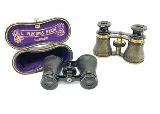 2 Pair Antique Binoculars Opera Glasses With One Leather Case