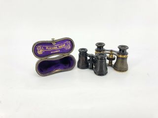 2 Pair Antique Binoculars Opera Glasses with One Leather Case 2