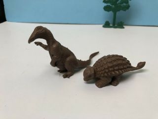 1950 - 60s Marx Prehistoric Playset Dinosaurs.  Chocolate Hadrosaurus,  Ankylosaurus