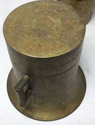 3 Antique Brass Mortar & Pestle Pharmacy Apothecary Drug Store Bronze 11