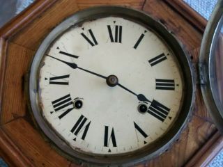Antique 1920 ' s Japanese Octagon Drop School Regulator Wall Clock TimeStrike RARE 8