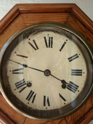 Antique 1920 ' s Japanese Octagon Drop School Regulator Wall Clock TimeStrike RARE 9