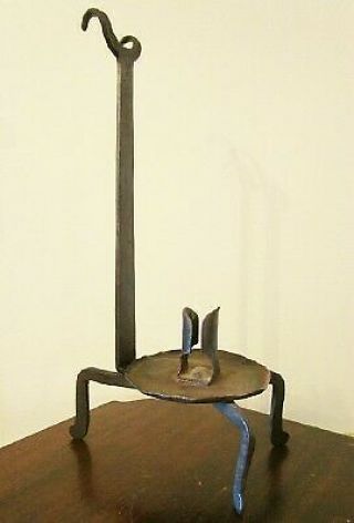 Rare Perhaps Unique Early Wrought Iron Candle Light Lighting Device