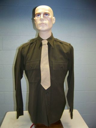 Wwii U.  S.  Army Chocolate Shirt Dated And Khaki Tie Pinks And Greens