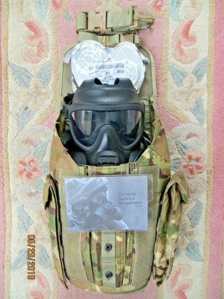 British Army Gsr Gas Mask (size 3/3),  Vacuum Filters & Gsr Haversack