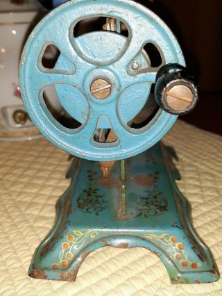 Metal child toy sewing machine Germany? blue piece 2