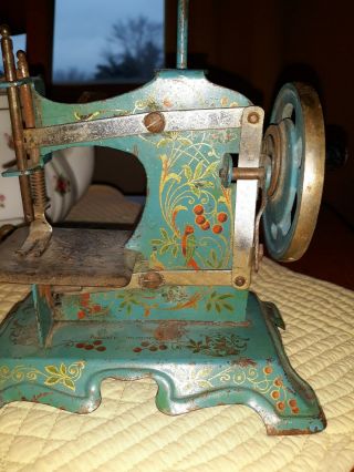 Metal child toy sewing machine Germany? blue piece 3