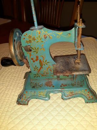 Metal child toy sewing machine Germany? blue piece 5