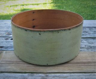 Antique Primitive Wooden Green Pantry Box/firkin - Small Size