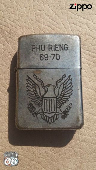 Vintage Zippo Petrol Lighter Vietnam War Phu Rieng 69 - 70