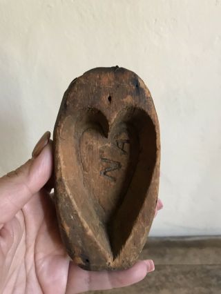 Best Rare Early Antique Hand Carved Heart Form Wooden Maple Sugar Mold Aafa