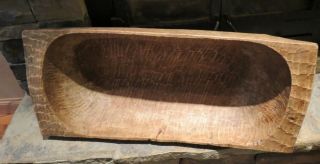 Hand Carved Antique Wooden Dough Bowl,  35 " Long,  Circa 1900,  Primitive,  Farm