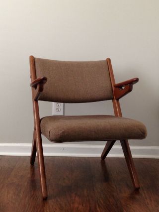 Vintage Mid - Century Modern Teak/Wool Lounge Chair 2
