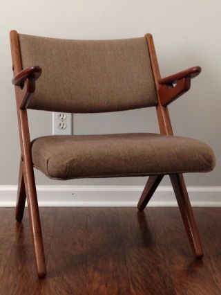 Vintage Mid - Century Modern Teak/Wool Lounge Chair 3