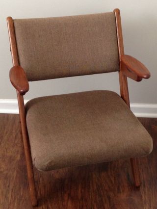 Vintage Mid - Century Modern Teak/Wool Lounge Chair 4