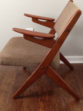 Vintage Mid - Century Modern Teak/Wool Lounge Chair 7