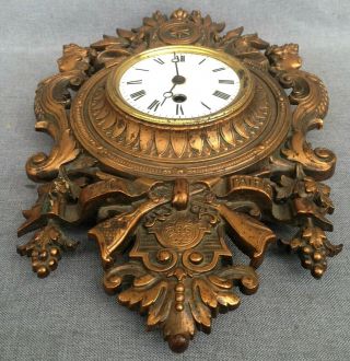 Antique french clock cast iron bronze tone 19th century Empire style pro patria 7