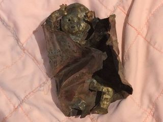 Weird Odd Spooky Antique Folk Art Baby Beaten Copper Oddity Heavy Solid Strange