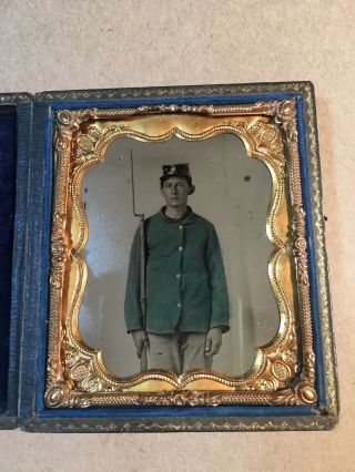 Civil War Young Union Soldier Armed Private With Musket Sixth Plate Tintype