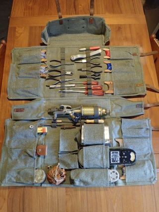 Rare 1947 SWISS TANK WELDING KIT Canvas Tool Bag RUCKSACK BACKPACK Fully Stocked 3
