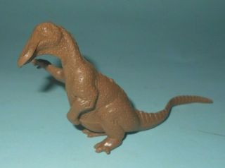 1950 - 60s Marx Prehistoric Play Set Chocolate Brown Plastic Hadrosaurus Dinosaur