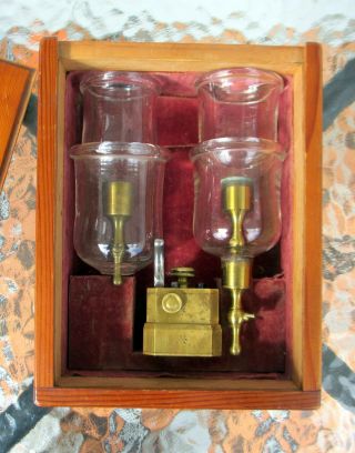 Rare 1800s A Stille 12 Blades Scarificator Blood Letting Cupping Glasses W.  Box