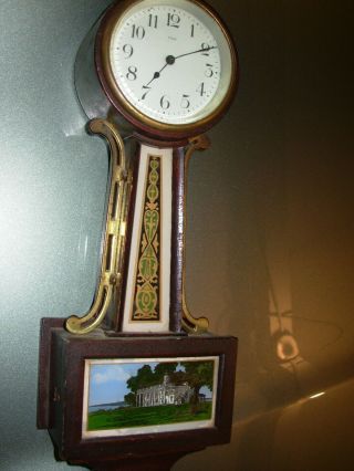 Antique The Haven Clock Co.  Miniature Banjo Wall Clock Mt.  Vernon 16 "