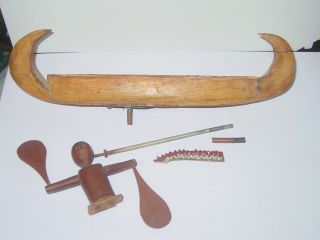 Vintage Wooden Whirlygig Indian In Canoe Needs Work