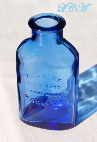 Nicely Colored Cobalt Blue Milk Of Magnesia Medium Size Bottle Cork Top