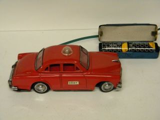VINTAGE MID 1950 ' SLINEMAR FIRE CHIEF CAR BY LINEMAR JAPAN TIN BATTERY 3