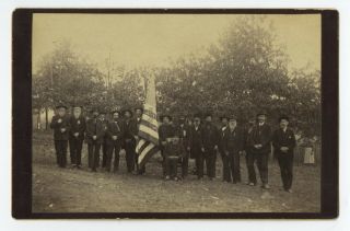Civil War Veterans Cabinet Card Posing With Gar Flag John Anderson Post Kansas