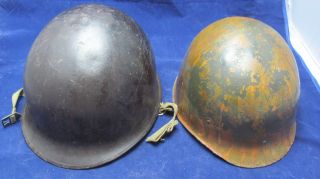 Vintage Us Army Steel Helmet/ Liner With Wwii Strap Later Helmet