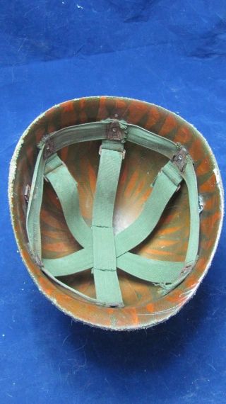 Vintage US Army Steel Helmet/ Liner With WWII Strap Later Helmet 5