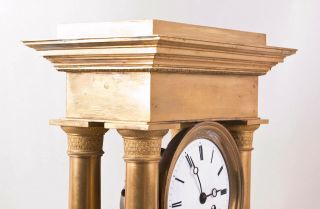 French Empire fire gilt bronze portico clock @ 1850 Large 3