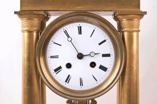 French Empire fire gilt bronze portico clock @ 1850 Large 6