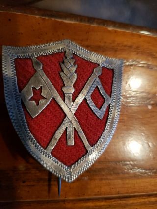 RARE LARGE CIVIL WAR 23RD SIGNAL CORPS BADGE ENGRAVING ALL AROUND STAR IN FLAG 2