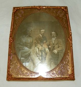 Large Half 1/2 Plate Size Daguerreotype Amputee Military Vest Cigars